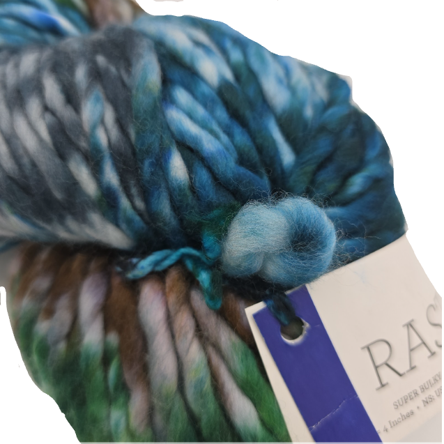 Close-up image of Rasta Yarn by Malabrigo in color 171 Snake on a white background.