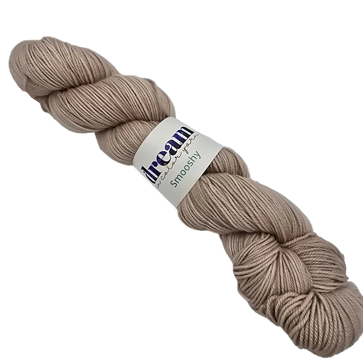 Image of a single skein of Smooshy by Dream in Color yarn in the color Unimaginable 922 with label on a white background.