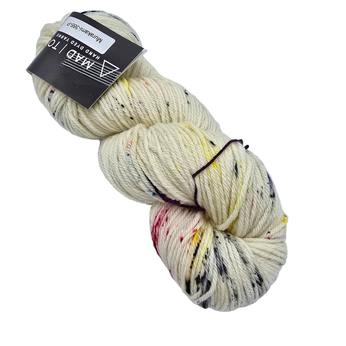 Image of a single skein of Tosh DK Yarn by Madelinetosh in the color Murakami with label on a white background.