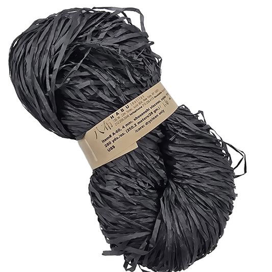 Image of a single skein of A-60, 4mm Shosenshi Viscose yarn by Habu Textiles in Color 119 with label on a white background.