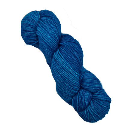 Image of a single skein of Arroyo by Malabrigo Yarn in  color 683 Cian a white backround.