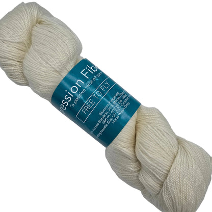Image of single skein of Blossom_Fingering_by_Expression_Fiber_Arts yarn in the color Free to Fly with label on a white background.