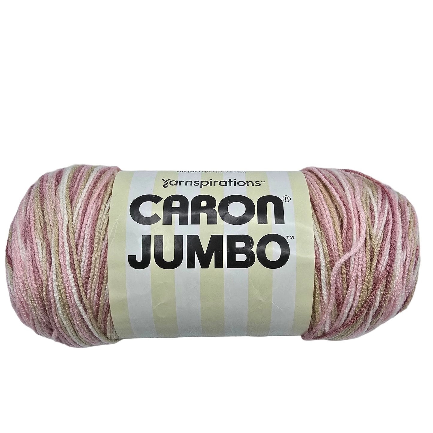 Image of a single skein of Caron_Jumbo_Yarn_in the color Rosewood with label on a white background.