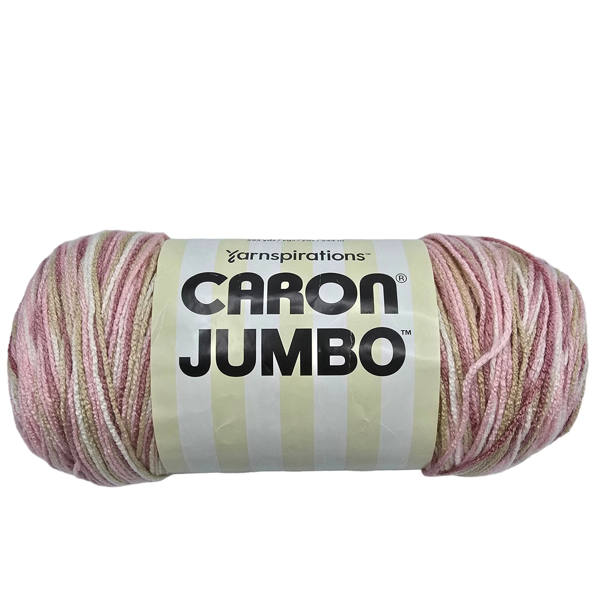 Image of a single skein of Caron_Jumbo_Yarn_in the color Rosewood with label on a white background.