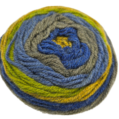 Close-up image of Caron Cakes yarn in the color Blueberry parfait on a white background.