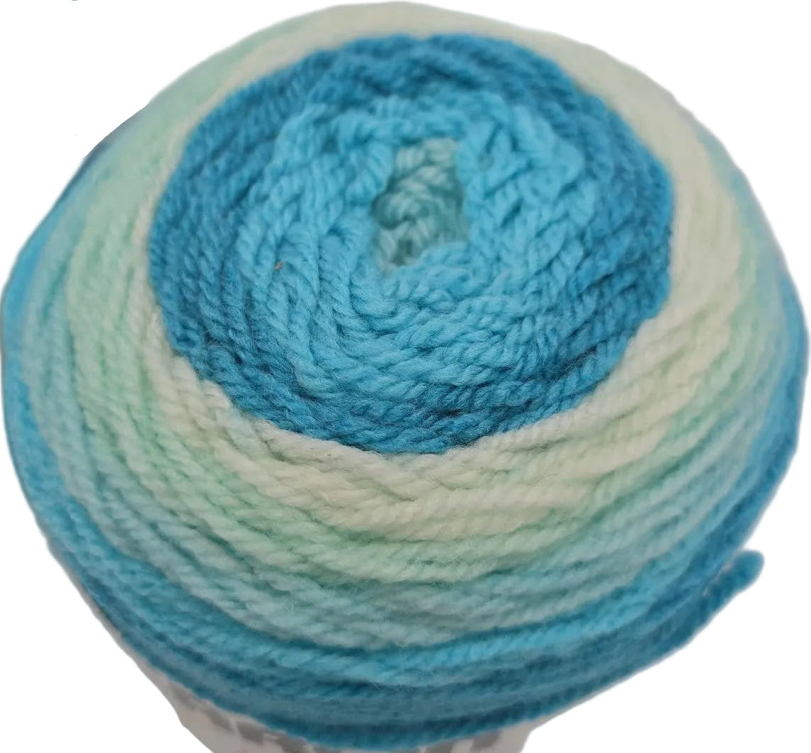 Close-up image of Caron Cakes Yarn in the color Faerie Cake on a white background.