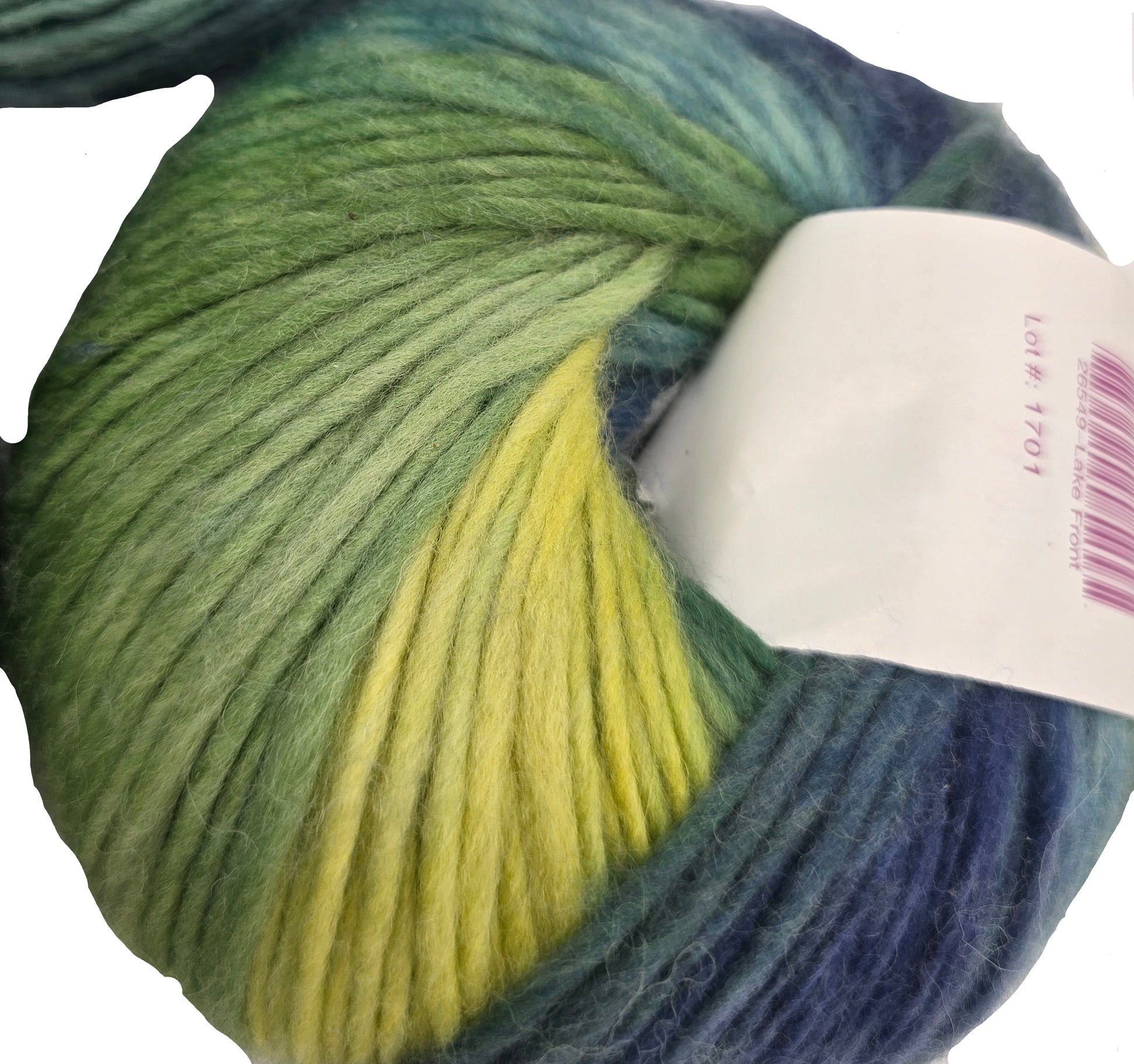 Close-up image of Chroma Worsted Yarn by Knit Picks in the color Laek Front with partial label on a white background.