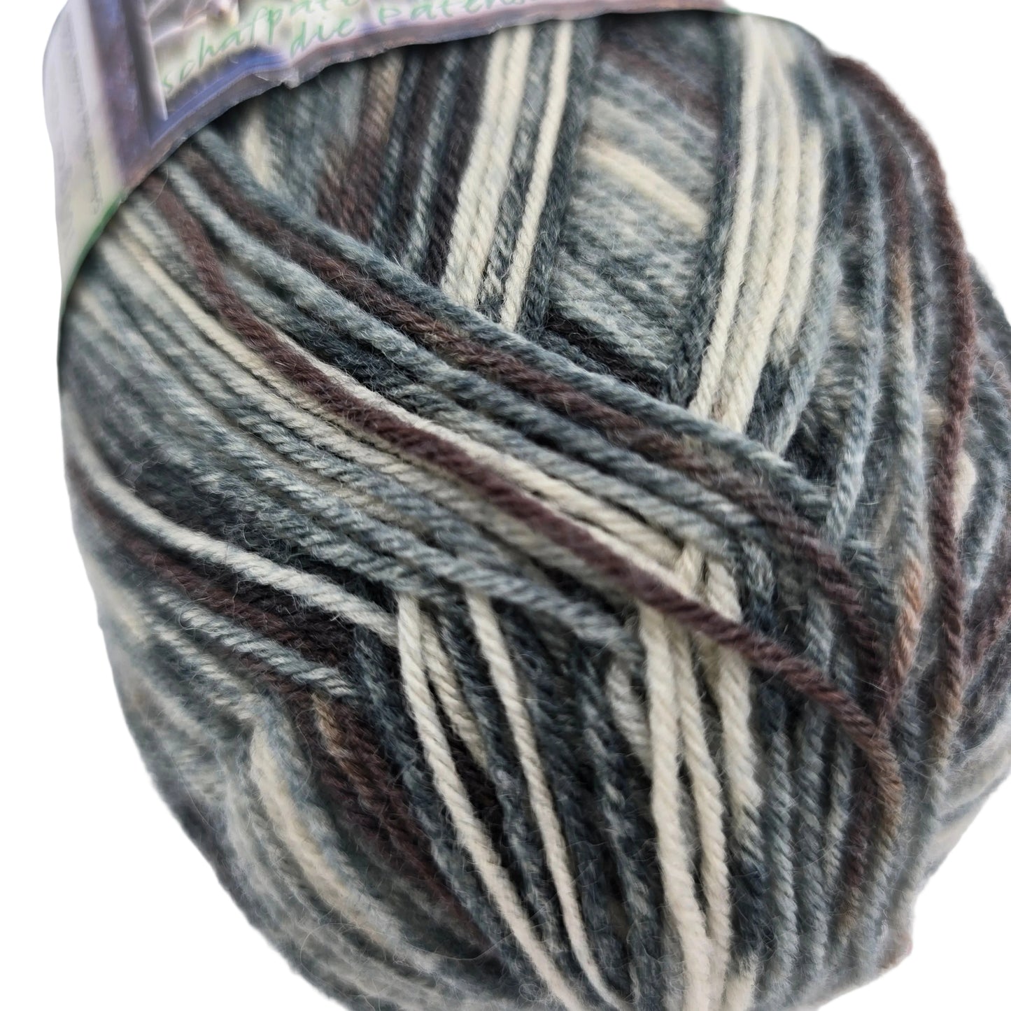 Close-up image of Opal Schafpate V Sock Yarn in Fausto Color 7257 on a white background.