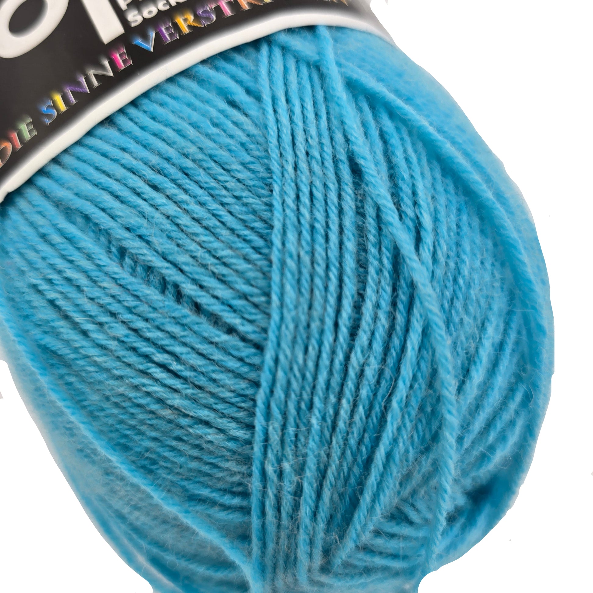 Close-up image of a single skein of Opal Uni Solid 4-Ply Sock Yarn in Color 9935 Jade with partial label on a white background.