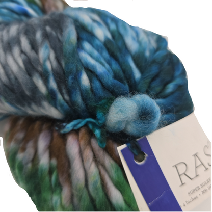 Close-up image of Rasta Yarn by Malabrigo in color 171 Snake on a white background.