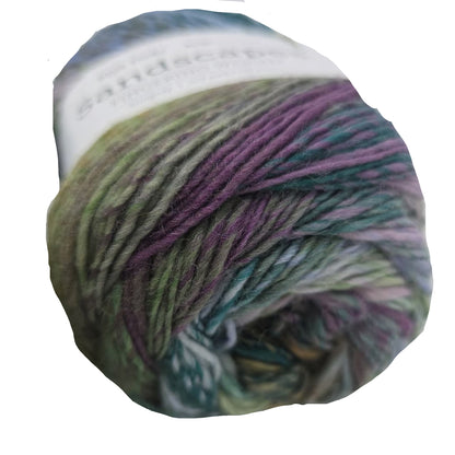 Close-up image of Sandscapes yarn by Knit Picks in the color Stingray on a white background.