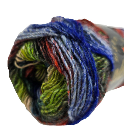 Close-up image of Silk Garden Sock Yarn by Noro in Color S289 on a white background.