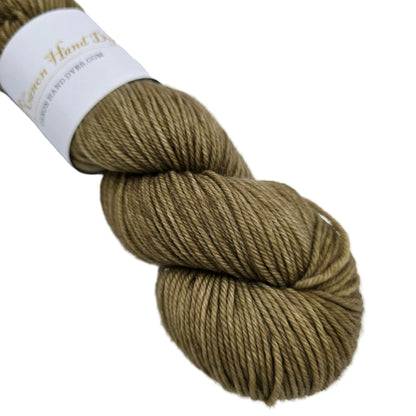 Close-up Image of single hank of William DK Merino Yarn By Canon Hand Dyed in the color Laurie Little Women April 2020 with label on a white background.