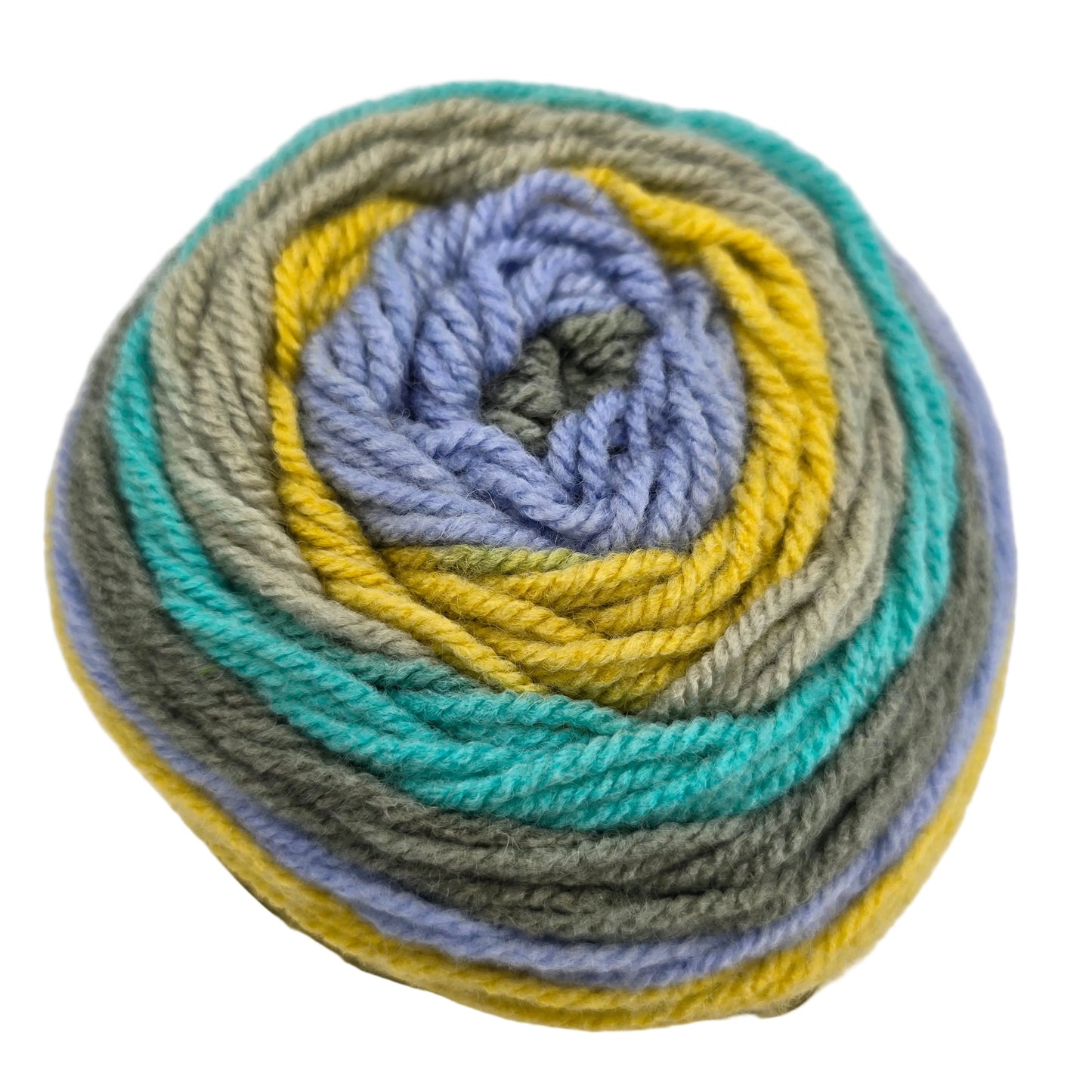 Close-up image of Caron Cakes Yarn in the color Banana Bread on a white background.
