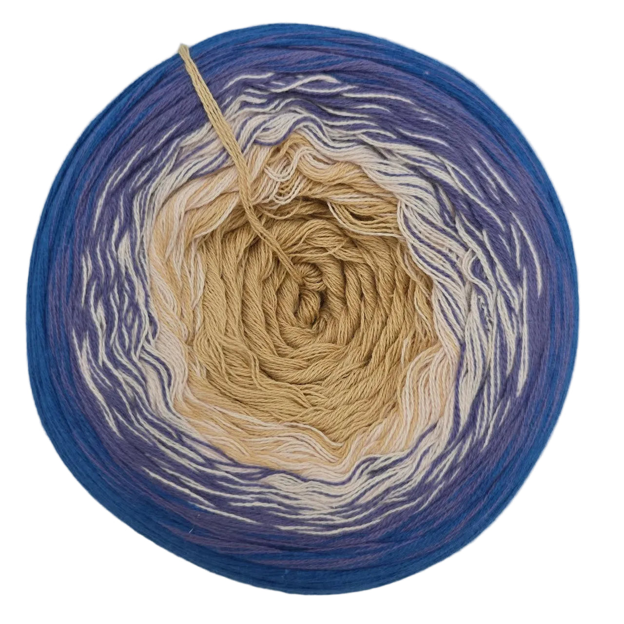 Image of a single cake of Cotton Kings Twirls yarn by Hobbii in the color Blue Sandstone on a white background.