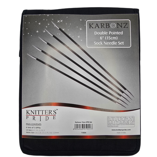 Knit Pro / Knitters Pride Karbonz Double Pointed 6" (15cm) Sock Needle Set