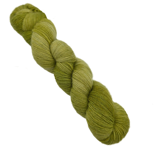 Image of a single hank of Lace by Malabrigo yarn in color 37 Lettuce on a white background.