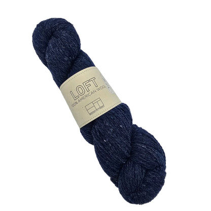 Image of a single skein of Loft_yarn by_Brooklyn_Tweed_in the color lmanac with label on a white background.