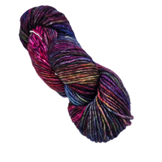 Image of single hank of Mecha Yarn by Malabrigo in color 005 Aniversario on a white background.