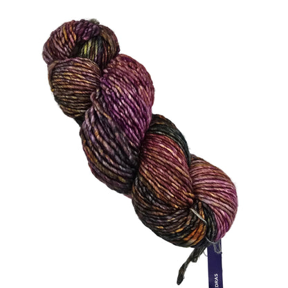 Image of single skein of Mecha yarn by Malabrigo in color 862 Piedras with tag on a white background.