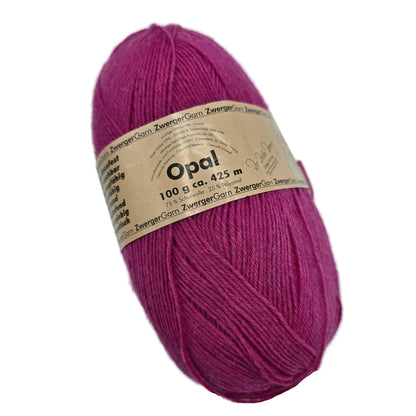 Image of a single skein of Opal Uni Solid 4-Ply Yarn by Opal in Color 15 with label on a white background.