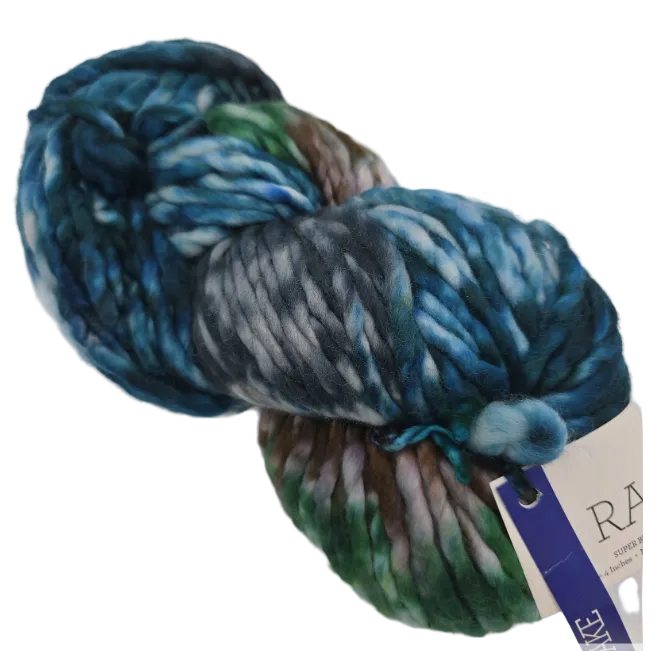 Image of a single skein of Rastita by Malabrigo in color 171 Snake with a partial label on a white background.
