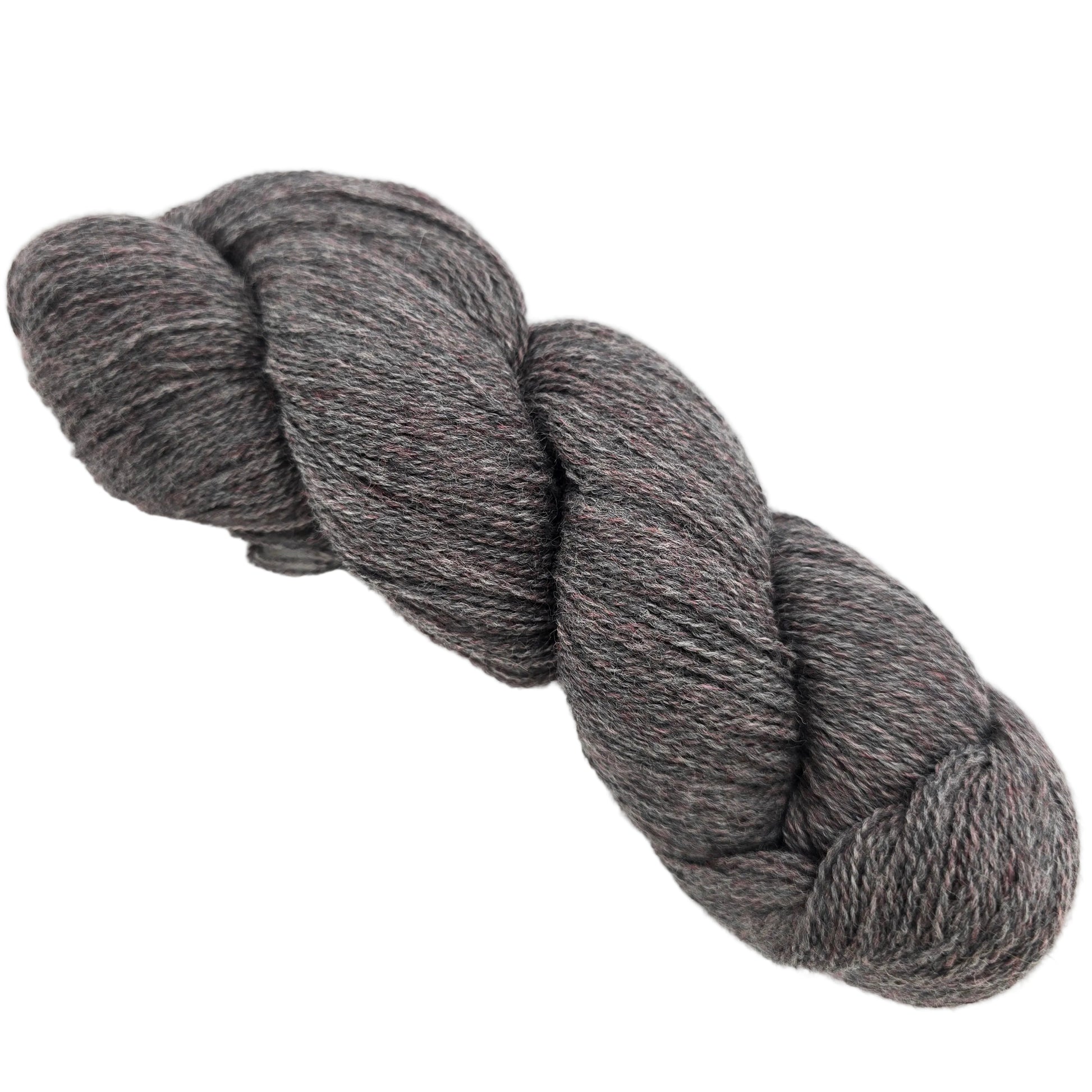 Image of single skein of Shadow Heathered yarn by Knit Picks in the color shadow Basalt on a white background.