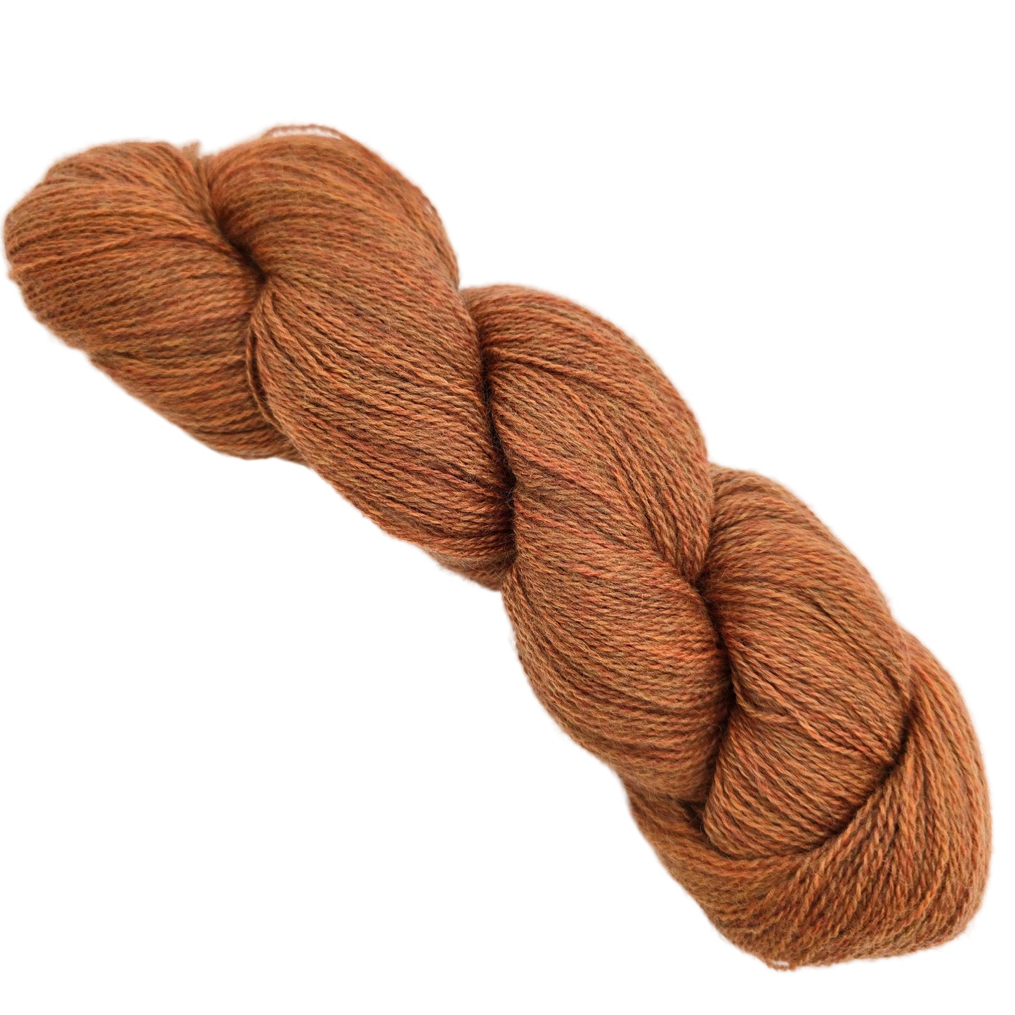 Image of a single skien of Shadow Heathered yarn by Knit Picks in the color Shadow persimmon heather on a white background.