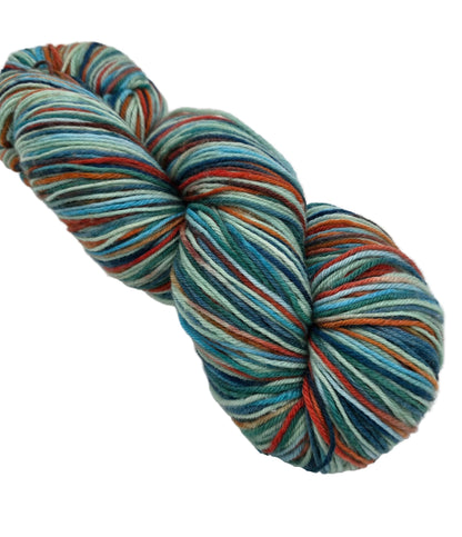 Image of a single skein of Stroll Hand Painted yarn by Knit Picks in the color Koi Pond 26736 on a white background.