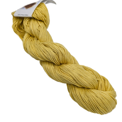 Image of a single skein of Ultra_Pima_Yarn_by_Cascade_in_Color_3764_Sunshine with label on a white background.