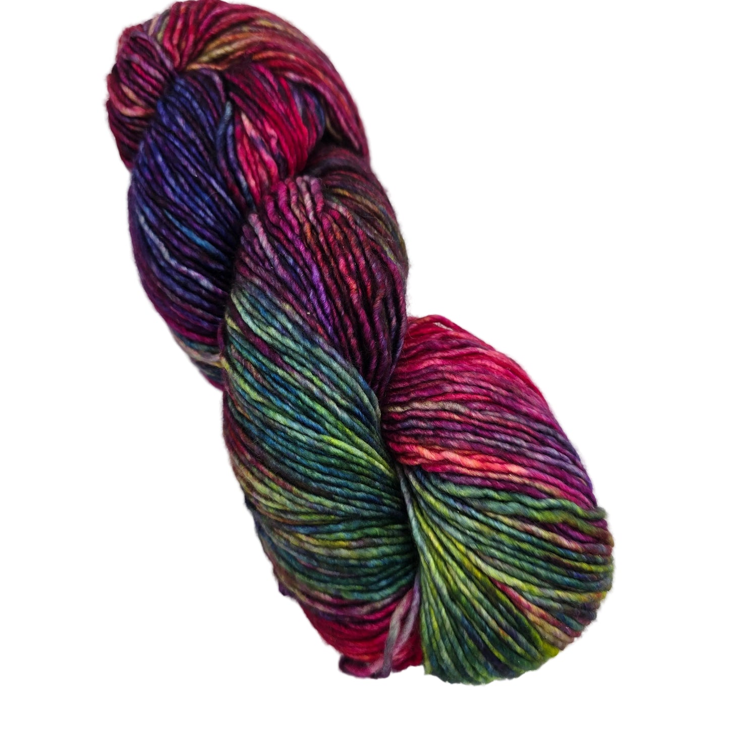 Image of a single hank of Washted by Malabrigo in color 005 Aniversario on a white background.