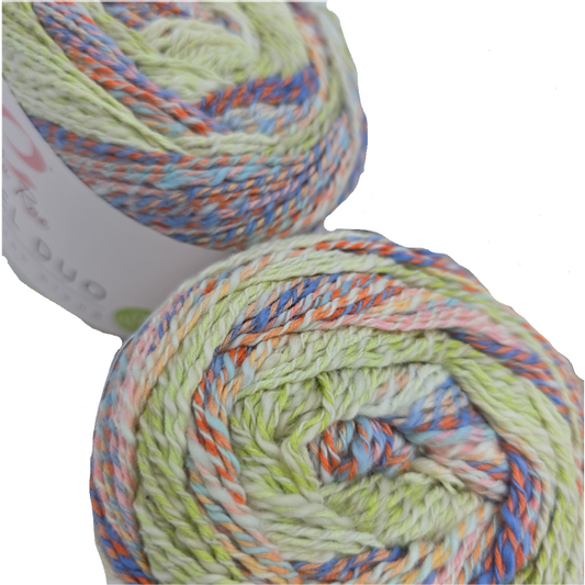 Close-up image of Ella Rae Marmel Duo Yarn in the color Belfast on a white background.